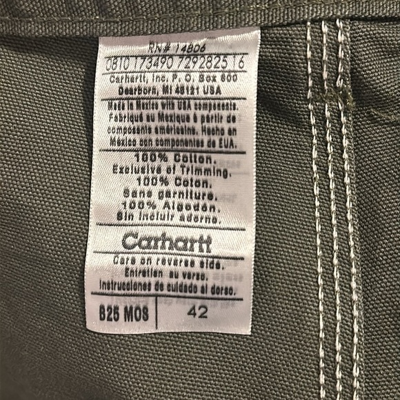 NWOT Men’s Carhartt Original Fit Duck Canvas Workwear Carpenter Shorts Size 42 - Picture 7 of 8
